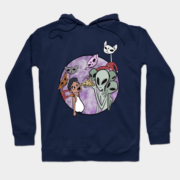 Eat Your Pizza Human (or the alien cats will force you) Hoodie by SubtleSplit